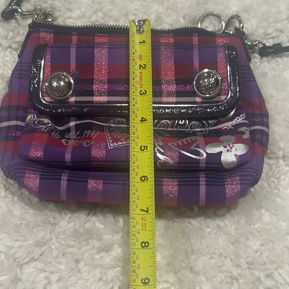 Coach Poppy Vintage Purple Tartan Plaid Crossbody Bag Excellent Condition - Picture 7 of 9